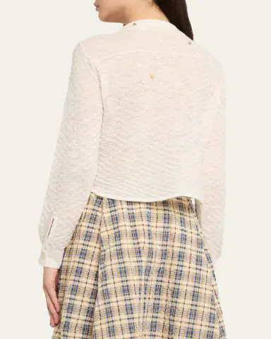 BERNADETTE Turner Embellished Check Linen Button-Down Shirt | Thumbnail 3 BERNADETTE Turner Embellished Check Linen Button-Down Shirt | Thumbnail 3