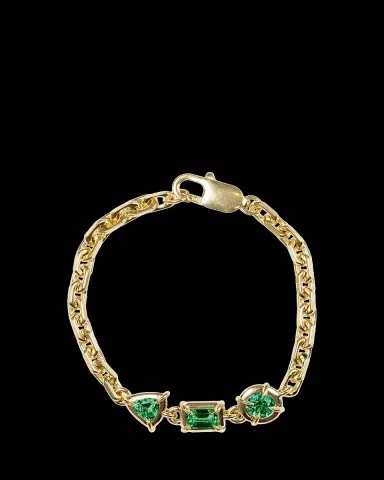 Dara Kaye Architectura Lab-Grown Emerald Triple Stone Chain Bracelet | Thumbnail 2 Dara Kaye Architectura Lab-Grown Emerald Triple Stone Chain Bracelet | Thumbnail 2