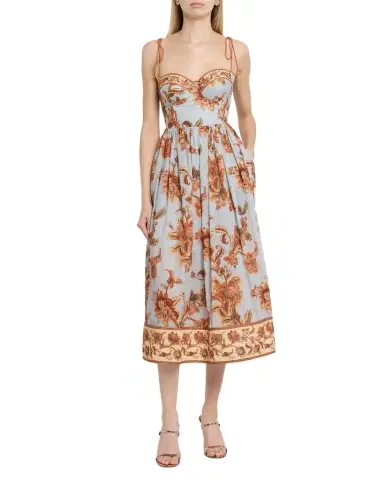 Zimmermann Aster Corset Midi Dress | Thumbnail 1 Zimmermann Aster Corset Midi Dress | Thumbnail 1