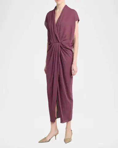 Giorgio Armani Pleat Draped Silk Midi Dress | Thumbnail 4 Giorgio Armani Pleat Draped Silk Midi Dress | Thumbnail 4