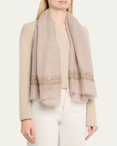 Loro Piana Butterfly Garden Embroidered Cashmere Shawl | Thumbnail 2 Loro Piana Butterfly Garden Embroidered Cashmere Shawl | Thumbnail 2