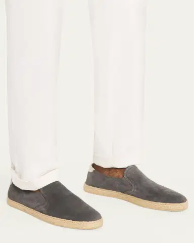 Brunello Cucinelli Men's Suede Slip-On Espadrilles | Thumbnail 2 Brunello Cucinelli Men's Suede Slip-On Espadrilles | Thumbnail 2