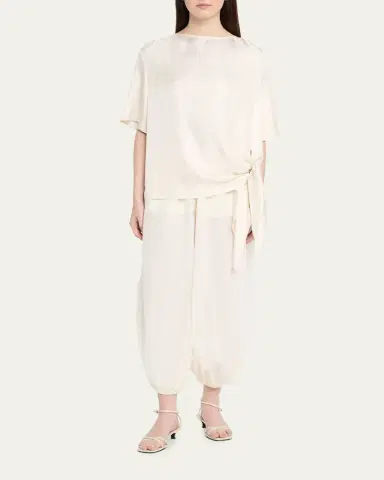 Loulou de Saison Mano Asymmetric Knotted Silk Blouse | Thumbnail 2 Loulou de Saison Mano Asymmetric Knotted Silk Blouse | Thumbnail 2
