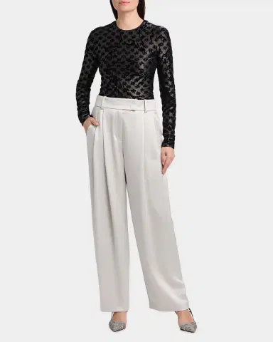 Giorgio Armani Floral Metallic Burnout Long-Sleeve Top | Thumbnail 2 Giorgio Armani Floral Metallic Burnout Long-Sleeve Top | Thumbnail 2