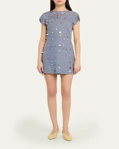 BERNADETTE Anne Embellished Linen Backless Mini Dress | Thumbnail 2 BERNADETTE Anne Embellished Linen Backless Mini Dress | Thumbnail 2