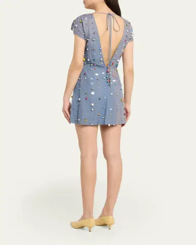 BERNADETTE Anne Embellished Linen Backless Mini Dress | Thumbnail 3 BERNADETTE Anne Embellished Linen Backless Mini Dress | Thumbnail 3