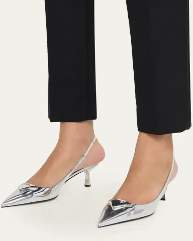 Prada 55mm Metallic Leather Slingback Pumps | Thumbnail 2 Prada 55mm Metallic Leather Slingback Pumps | Thumbnail 2