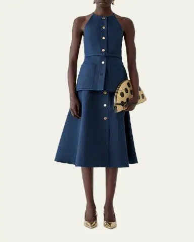 Carolina Herrera Button-Front Cotton Midi Skirt | Thumbnail 2 Carolina Herrera Button-Front Cotton Midi Skirt | Thumbnail 2