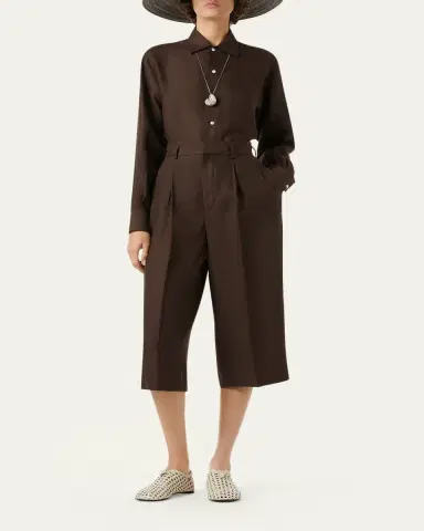 Loro Piana Hector Pleated Short Linen Trousers | Thumbnail 2 Loro Piana Hector Pleated Short Linen Trousers | Thumbnail 2
