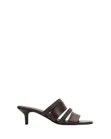 Brunello Cucinelli 50mm Monili Strappy Leather Mule Sandals | Thumbnail 1 Brunello Cucinelli 50mm Monili Strappy Leather Mule Sandals | Thumbnail 1