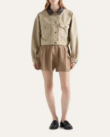 Prada Cropped Old Denim Jacket | Thumbnail 2 Prada Cropped Old Denim Jacket | Thumbnail 2