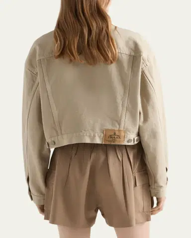 Prada Cropped Old Denim Jacket | Thumbnail 3 Prada Cropped Old Denim Jacket | Thumbnail 3