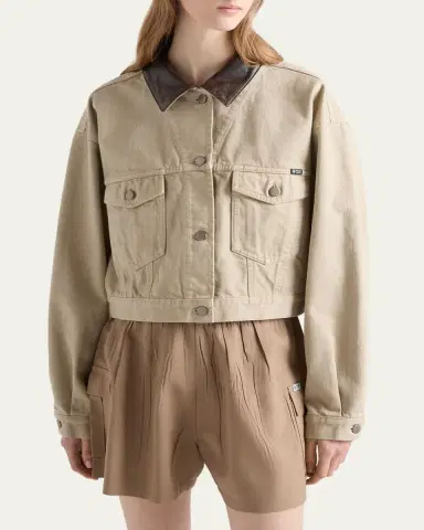 Prada Cropped Old Denim Jacket | Thumbnail 4 Prada Cropped Old Denim Jacket | Thumbnail 4