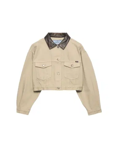 Prada Cropped Old Denim Jacket | Thumbnail 1 Prada Cropped Old Denim Jacket | Thumbnail 1