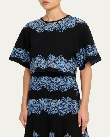 Ulla Johnson Alara Short-Sleeve Jacquard Knit Top | Thumbnail 4 Ulla Johnson Alara Short-Sleeve Jacquard Knit Top | Thumbnail 4