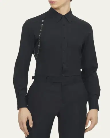 McQueen Men's Cotton Beaded-Harness Sport Shirt | Thumbnail 4 McQueen Men's Cotton Beaded-Harness Sport Shirt | Thumbnail 4