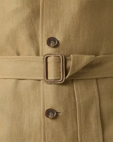 Loro Piana Men's Doran Linen Band-Collar Belted Trench Coat | Thumbnail 5 Loro Piana Men's Doran Linen Band-Collar Belted Trench Coat | Thumbnail 5