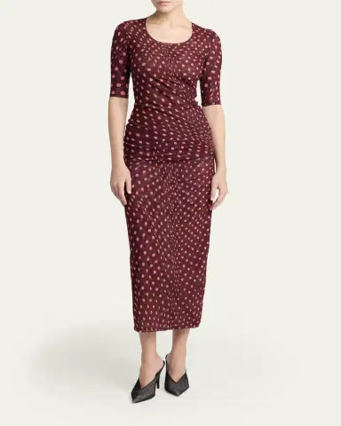 Stella McCartney Polka Dot Mesh Ruched Midi Skirt | Thumbnail 2 Stella McCartney Polka Dot Mesh Ruched Midi Skirt | Thumbnail 2