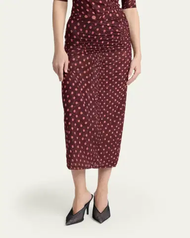 Stella McCartney Polka Dot Mesh Ruched Midi Skirt | Thumbnail 4 Stella McCartney Polka Dot Mesh Ruched Midi Skirt | Thumbnail 4