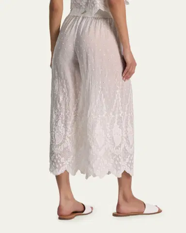 Alice + Olivia Elba Embroidered Cotton Pants | Thumbnail 3 Alice + Olivia Elba Embroidered Cotton Pants | Thumbnail 3