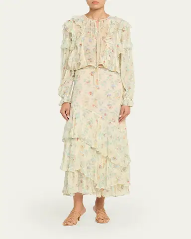 Ulla Johnson Delfina Long-Sleeve Silk Chiffon Blouse | Thumbnail 2 Ulla Johnson Delfina Long-Sleeve Silk Chiffon Blouse | Thumbnail 2