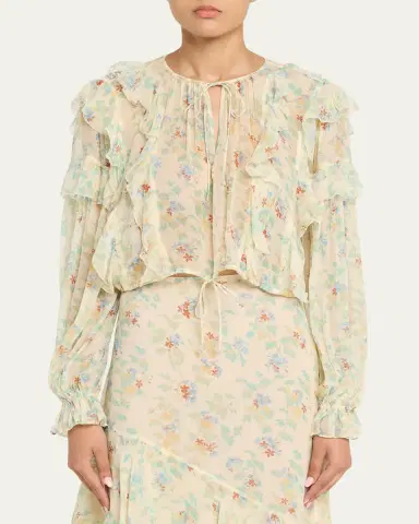 Ulla Johnson Delfina Long-Sleeve Silk Chiffon Blouse | Thumbnail 4 Ulla Johnson Delfina Long-Sleeve Silk Chiffon Blouse | Thumbnail 4