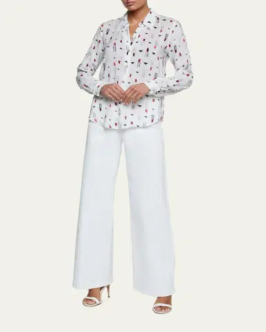L'Agence Holly Lipstick Button-Front Blouse | Thumbnail 2 L'Agence Holly Lipstick Button-Front Blouse | Thumbnail 2