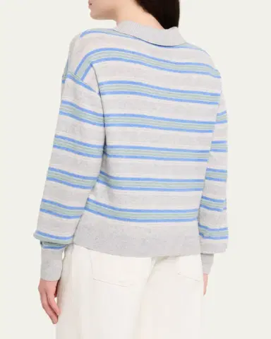 Guest in Residence Collegiate Stripe Cashmere Polo | Thumbnail 3 Guest in Residence Collegiate Stripe Cashmere Polo | Thumbnail 3