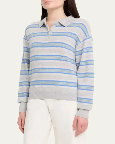 Guest in Residence Collegiate Stripe Cashmere Polo | Thumbnail 4 Guest in Residence Collegiate Stripe Cashmere Polo | Thumbnail 4