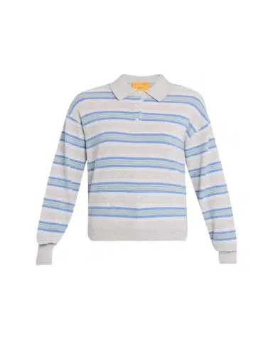 Guest in Residence Collegiate Stripe Cashmere Polo | Thumbnail 1 Guest in Residence Collegiate Stripe Cashmere Polo | Thumbnail 1