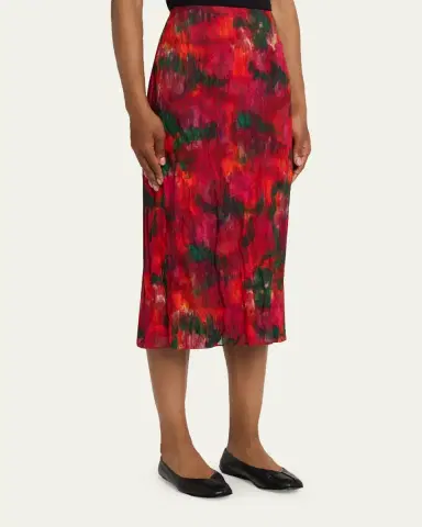 Lafayette 148 New York Abstract-Print Crinkled Cotton Midi Skirt | Thumbnail 4 Lafayette 148 New York Abstract-Print Crinkled Cotton Midi Skirt | Thumbnail 4