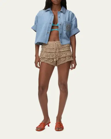 Loewe x Paula's Ibiza Denim Short-Sleeve Boxy Shirt | Thumbnail 2 Loewe x Paula's Ibiza Denim Short-Sleeve Boxy Shirt | Thumbnail 2