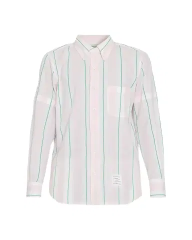 Thom Browne Striped Long-Sleeve Cotton Shirt | Thumbnail 1 Thom Browne Striped Long-Sleeve Cotton Shirt | Thumbnail 1