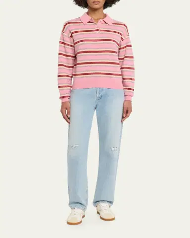 Guest in Residence Collegiate Stripe Cashmere Polo | Thumbnail 2 Guest in Residence Collegiate Stripe Cashmere Polo | Thumbnail 2