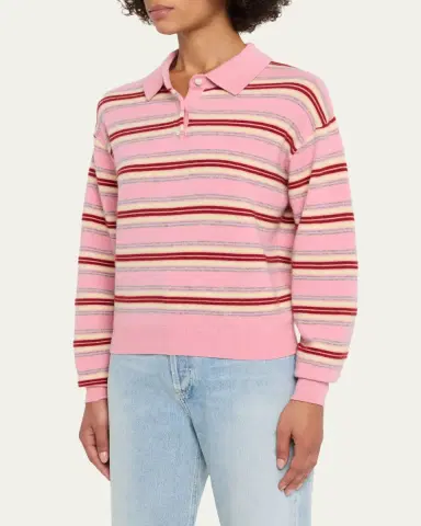 Guest in Residence Collegiate Stripe Cashmere Polo | Thumbnail 4 Guest in Residence Collegiate Stripe Cashmere Polo | Thumbnail 4