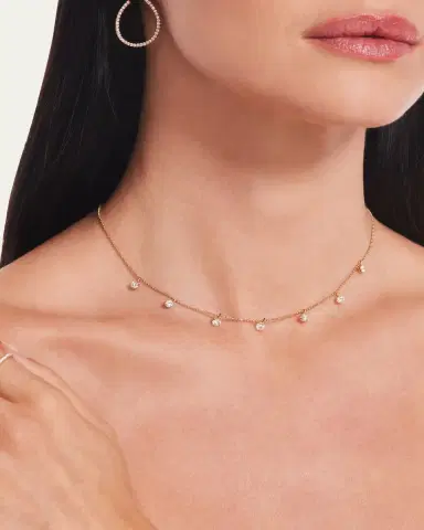 Graziela Gems 18K Rose Gold Medium Floating Diamond Necklace | Thumbnail 2 Graziela Gems 18K Rose Gold Medium Floating Diamond Necklace | Thumbnail 2