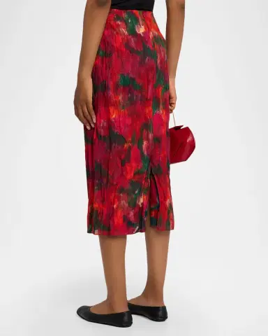 Lafayette 148 New York Abstract-Print Crinkled Cotton Midi Skirt | Thumbnail 2 Lafayette 148 New York Abstract-Print Crinkled Cotton Midi Skirt | Thumbnail 2