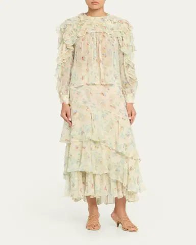 Ulla Johnson Willow Long-Sleeve Silk Chiffon Blouse | Thumbnail 2 Ulla Johnson Willow Long-Sleeve Silk Chiffon Blouse | Thumbnail 2