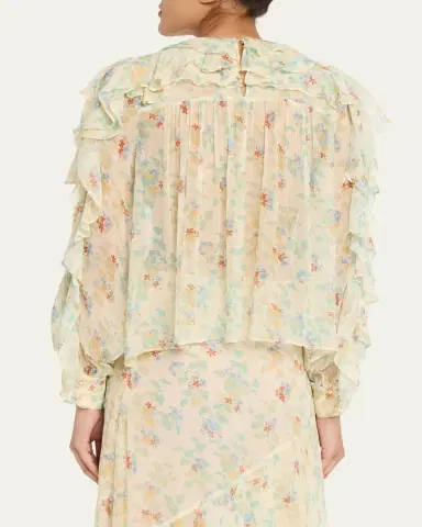 Ulla Johnson Willow Long-Sleeve Silk Chiffon Blouse | Thumbnail 3 Ulla Johnson Willow Long-Sleeve Silk Chiffon Blouse | Thumbnail 3