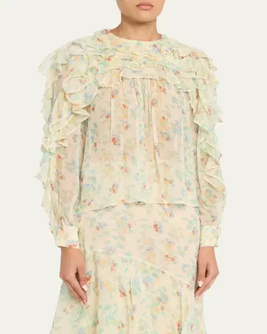 Ulla Johnson Willow Long-Sleeve Silk Chiffon Blouse | Thumbnail 4 Ulla Johnson Willow Long-Sleeve Silk Chiffon Blouse | Thumbnail 4