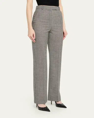 Alexander McQueen Gingham Check Straight-Leg Trousers | Thumbnail 4 Alexander McQueen Gingham Check Straight-Leg Trousers | Thumbnail 4