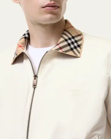 Burberry Men's Hayfield Cotton Check-Collar Bomber Jacket | Thumbnail 4 Burberry Men's Hayfield Cotton Check-Collar Bomber Jacket | Thumbnail 4