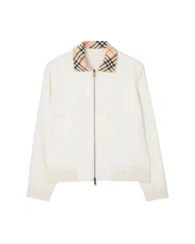 Burberry Men's Hayfield Cotton Check-Collar Bomber Jacket | Thumbnail 1 Burberry Men's Hayfield Cotton Check-Collar Bomber Jacket | Thumbnail 1