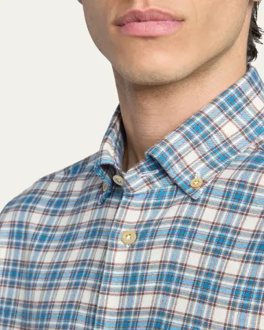Kiton Men's Double-Pocket Cotton Plaid Button-Down Shirt | Thumbnail 5 Kiton Men's Double-Pocket Cotton Plaid Button-Down Shirt | Thumbnail 5
