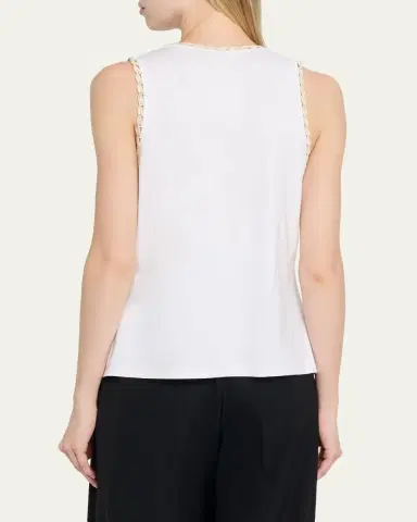 Lafayette 148 New York Crochet-Trim Cotton Rib Tank Top | Thumbnail 3 Lafayette 148 New York Crochet-Trim Cotton Rib Tank Top | Thumbnail 3