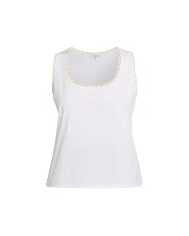 Lafayette 148 New York Crochet-Trim Cotton Rib Tank Top | Thumbnail 1 Lafayette 148 New York Crochet-Trim Cotton Rib Tank Top | Thumbnail 1