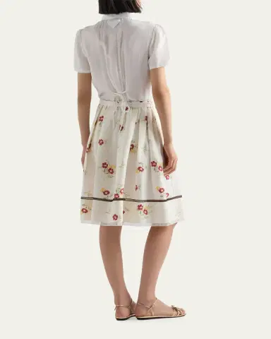 Prada Floral Print Linen Skirt | Thumbnail 3 Prada Floral Print Linen Skirt | Thumbnail 3