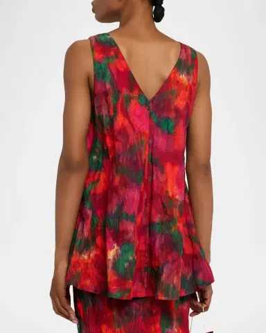 Lafayette 148 New York Sleeveless Abstract-Print Cotton Blouse | Thumbnail 2 Lafayette 148 New York Sleeveless Abstract-Print Cotton Blouse | Thumbnail 2
