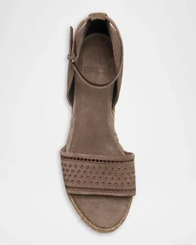 Brunello Cucinelli Suede Espadrille Wedge Sandals | Thumbnail 6 Brunello Cucinelli Suede Espadrille Wedge Sandals | Thumbnail 6