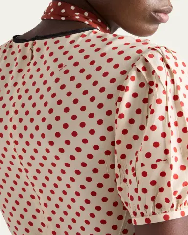 Prada Polka-Dot Silk Puff-Sleeve Midi Dress | Thumbnail 5 Prada Polka-Dot Silk Puff-Sleeve Midi Dress | Thumbnail 5